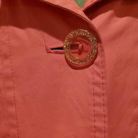 London Fog Pink Raincoat with Sparkling Buttons - Picture 4 of 13